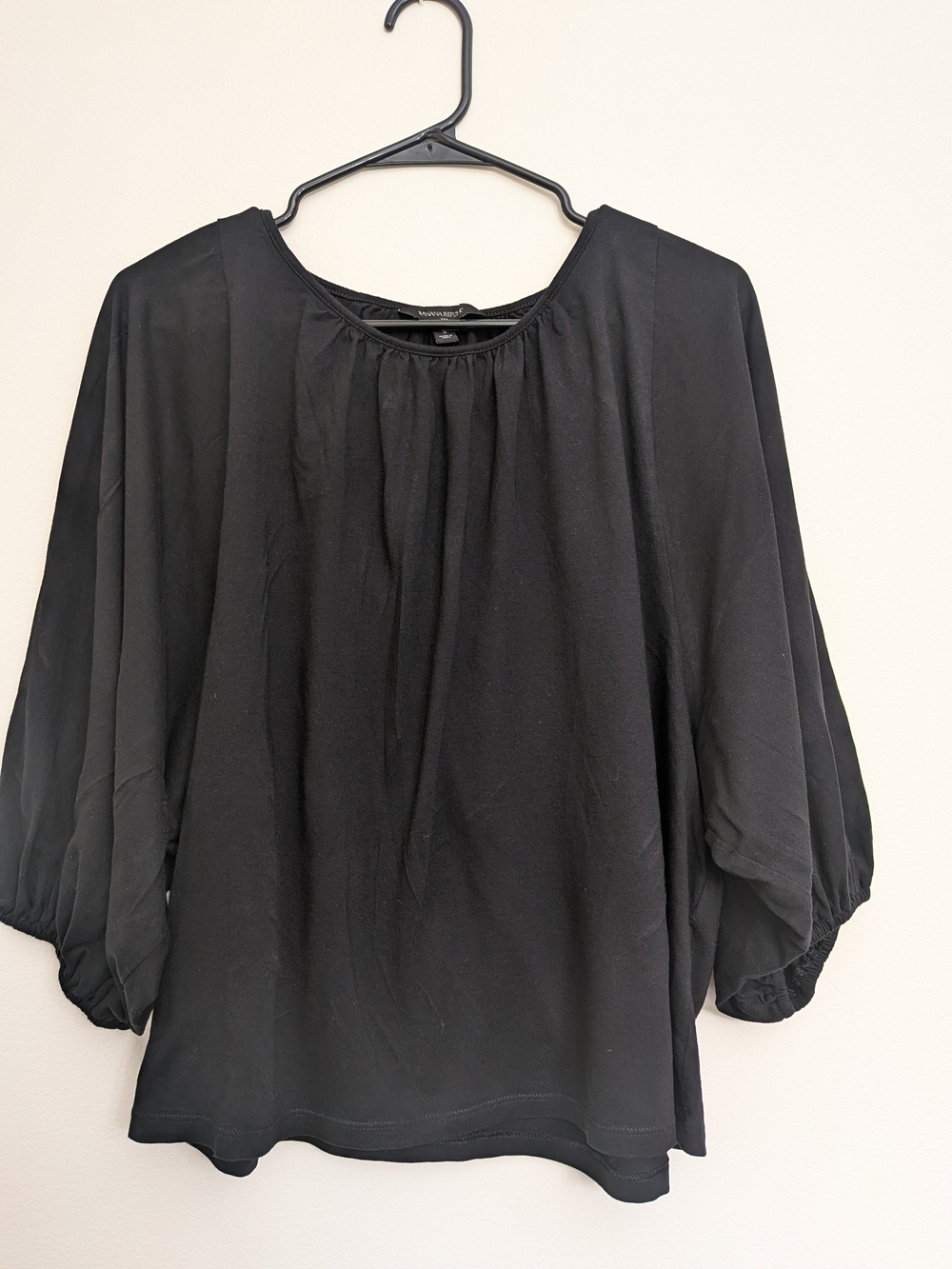 Banana Republic Black Peasant Blouse with Balloon Sleeves